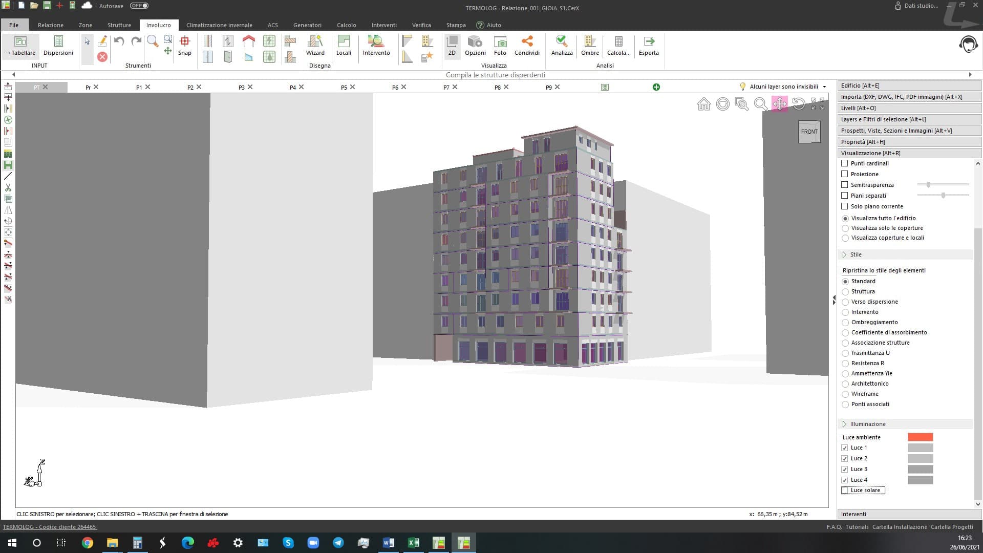 Modello energetico tridimensionale di un edificio per diagnosi prestazionale